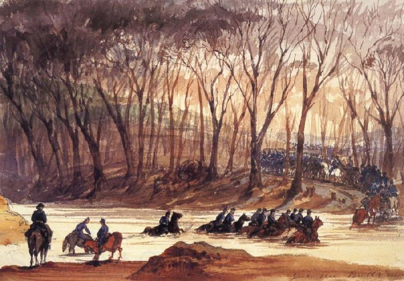 unknow artist Federal Cavalrymen Fording Bull Run Norge oil painting art